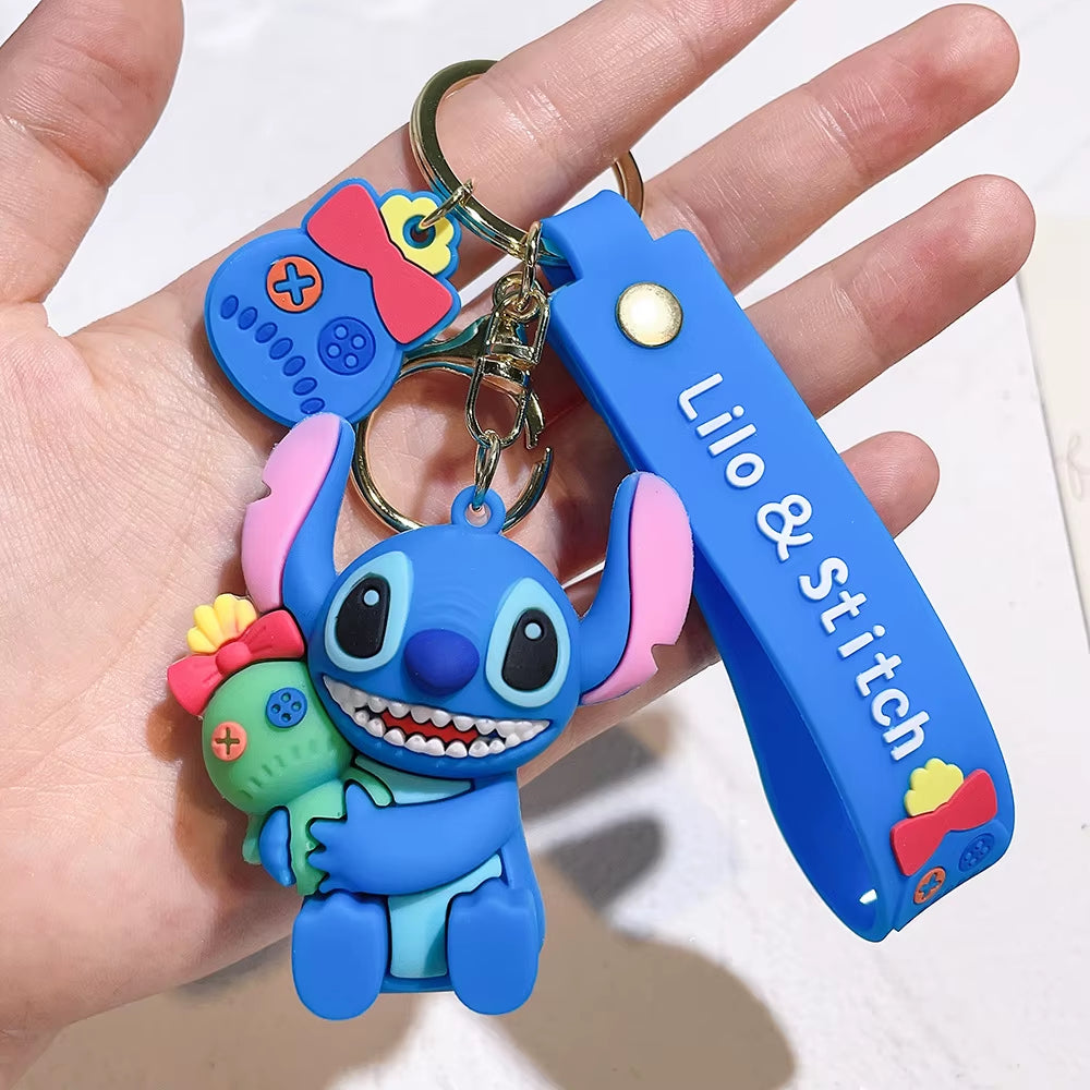 4 Styles Lilo Stitch Keychain Stitch Action Figure Keychains Pendent Ornament Dolls Collection Model Stitch Toys for Kids Gift