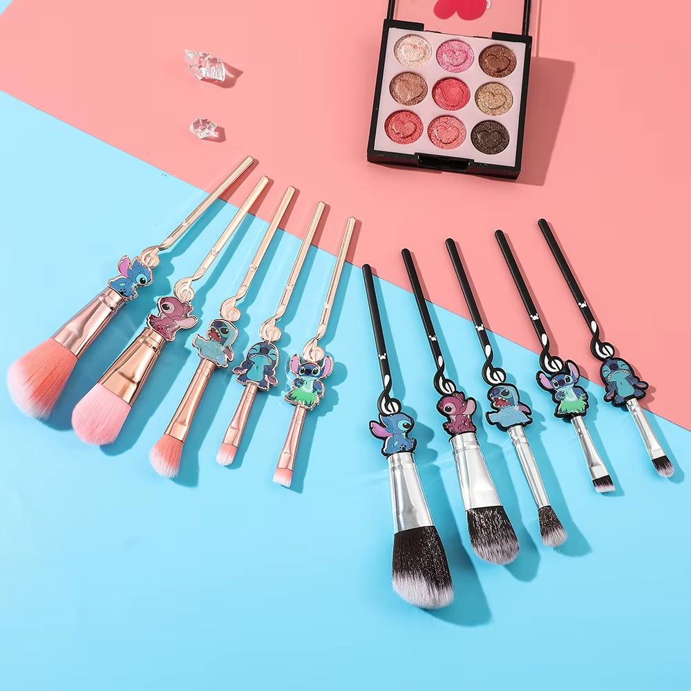 7Pcs Stitch Makeup Brush Set Cartoon Stitch Portable Handheld Cosmetic Mirror Comb Stitch Makeup Brush Set Anime Peripheral Gift