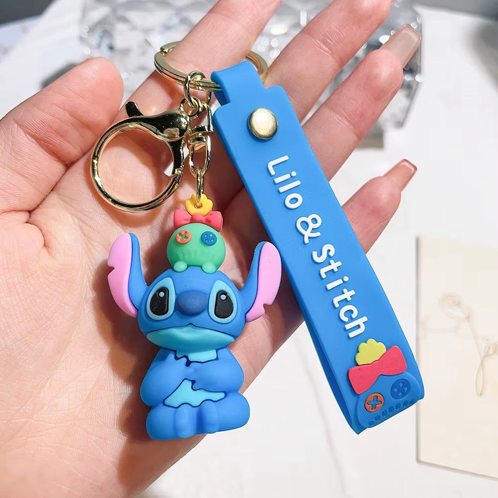 4 Styles Lilo Stitch Keychain Stitch Action Figure Keychains Pendent Ornament Dolls Collection Model Stitch Toys for Kids Gift