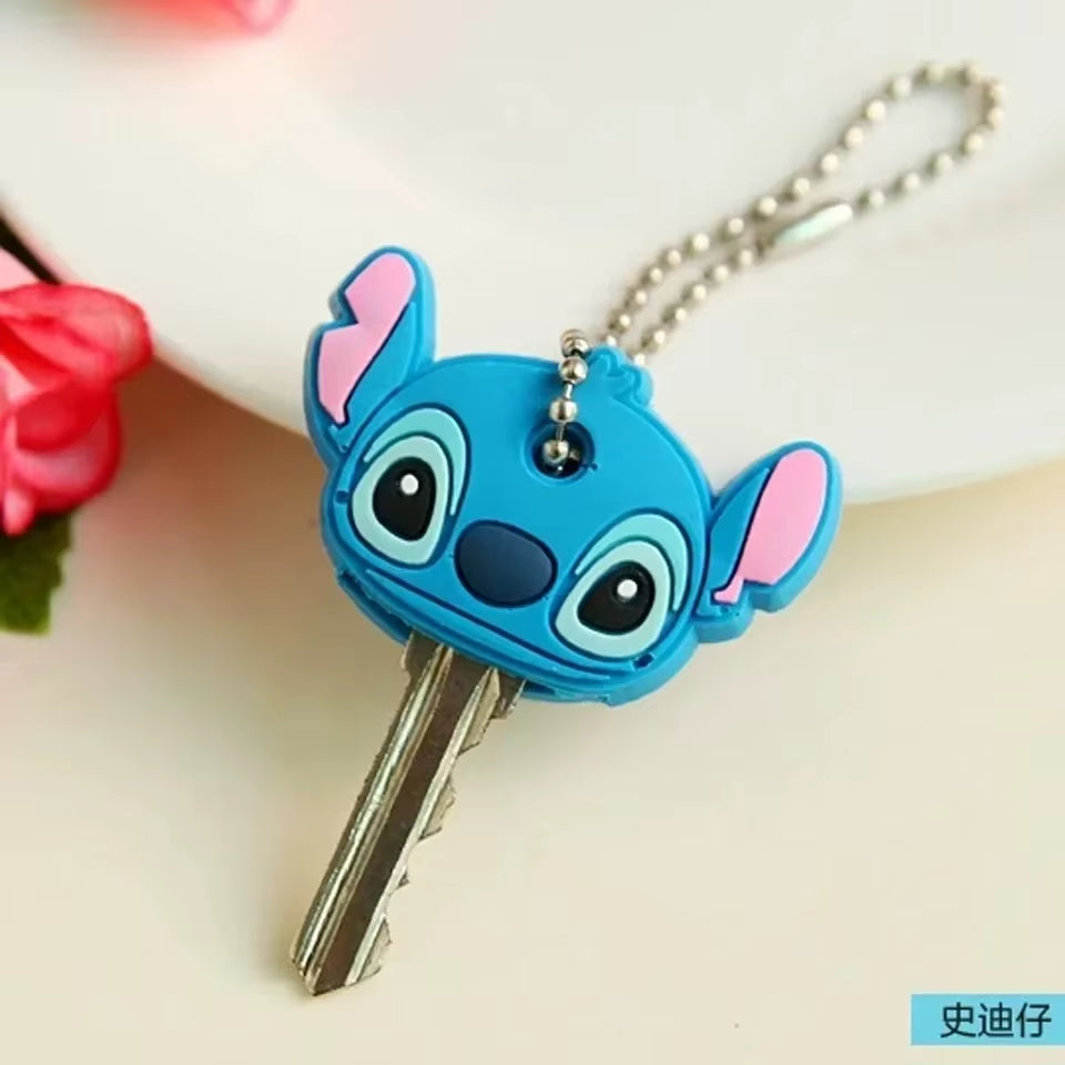 Stitch Key Protective Caps Anime Lilo & Stitch Cartoon Modeling Silicone Key Cover Portable Keychain Holder