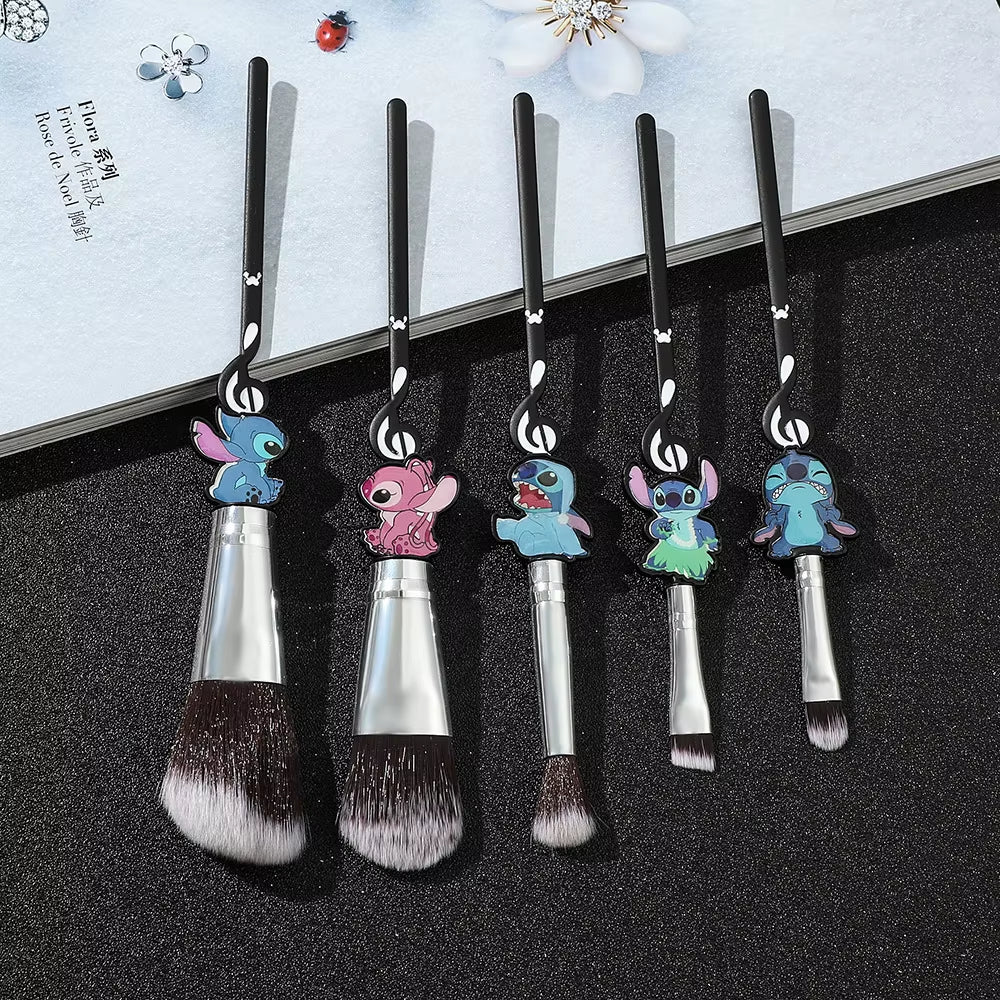 7Pcs Stitch Makeup Brush Set Cartoon Stitch Portable Handheld Cosmetic Mirror Comb Stitch Makeup Brush Set Anime Peripheral Gift