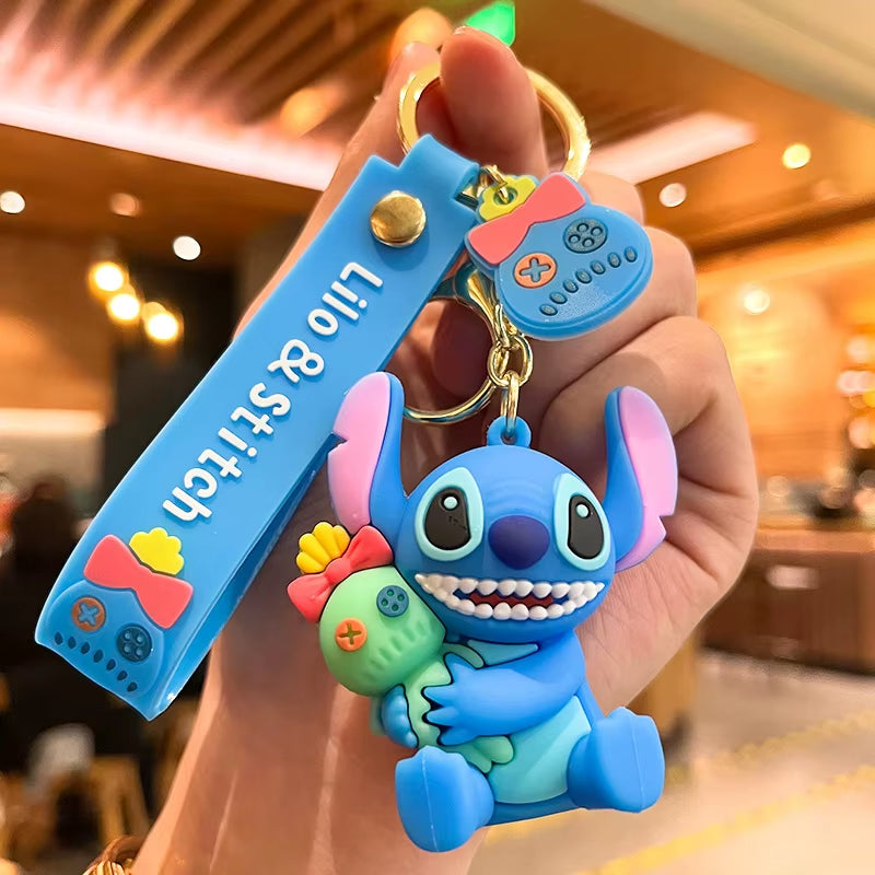 4 Styles Lilo Stitch Keychain Stitch Action Figure Keychains Pendent Ornament Dolls Collection Model Stitch Toys for Kids Gift