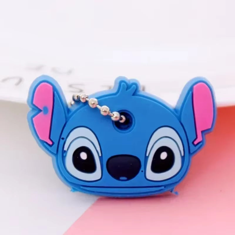 Stitch Key Protective Caps Anime Lilo & Stitch Cartoon Modeling Silicone Key Cover Portable Keychain Holder