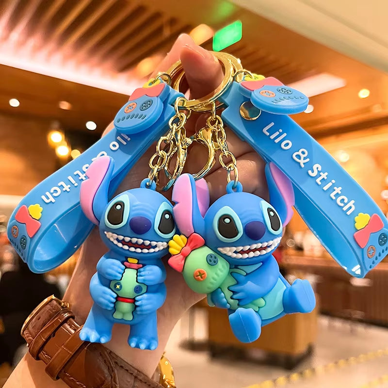 4 Styles Lilo Stitch Keychain Stitch Action Figure Keychains Pendent Ornament Dolls Collection Model Stitch Toys for Kids Gift